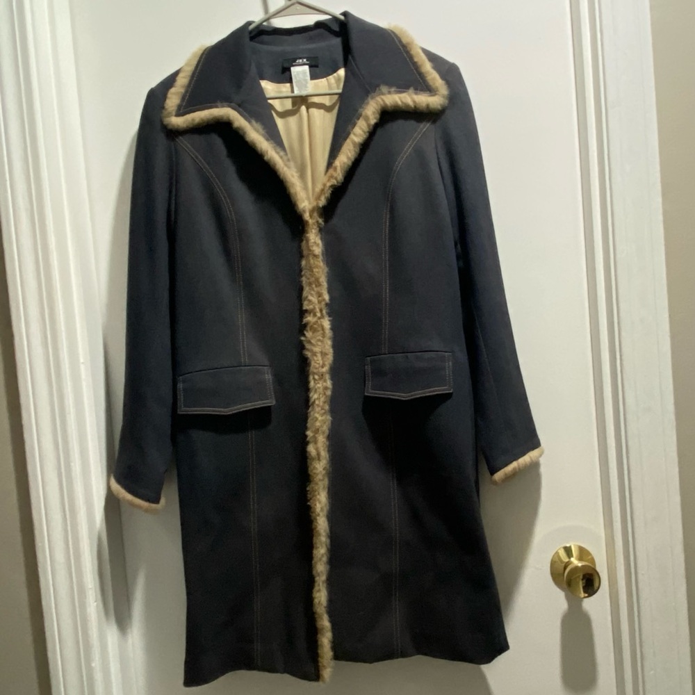JEX Coll. Vintage Penny Lane Y2K 90s Denim Cotton Midi Fur Canada Coat J…